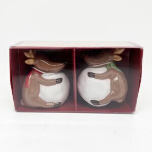 New in Box St. Nicholas Square Reindeer Games Salt & Pepper Shaker Set
